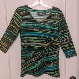 Onque Casuals Women's Small Colorblock Rhinestone Long Sleeve Top